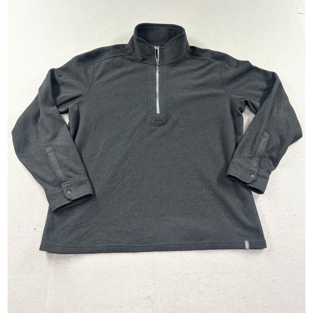 Stio Men's 1/4 Zip Fleece Jacket Black XL Snap Cuff Outdoor Hiking